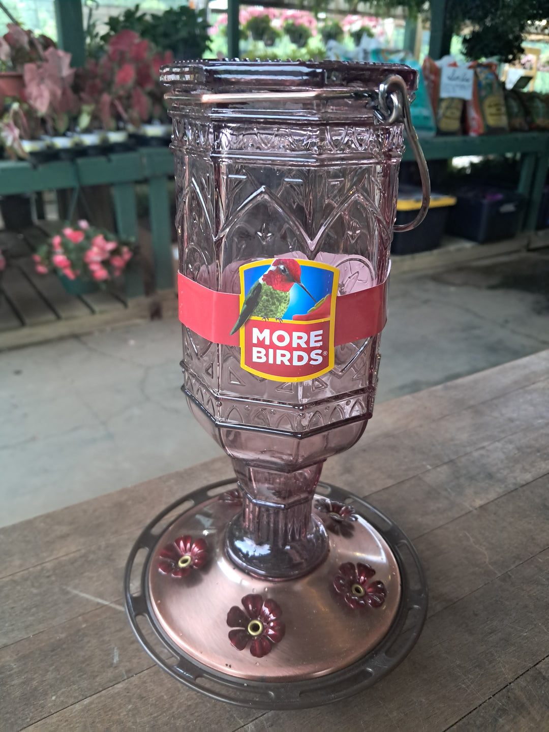 Hummingbird Glass Feeder - Rose Gold or Amethyst