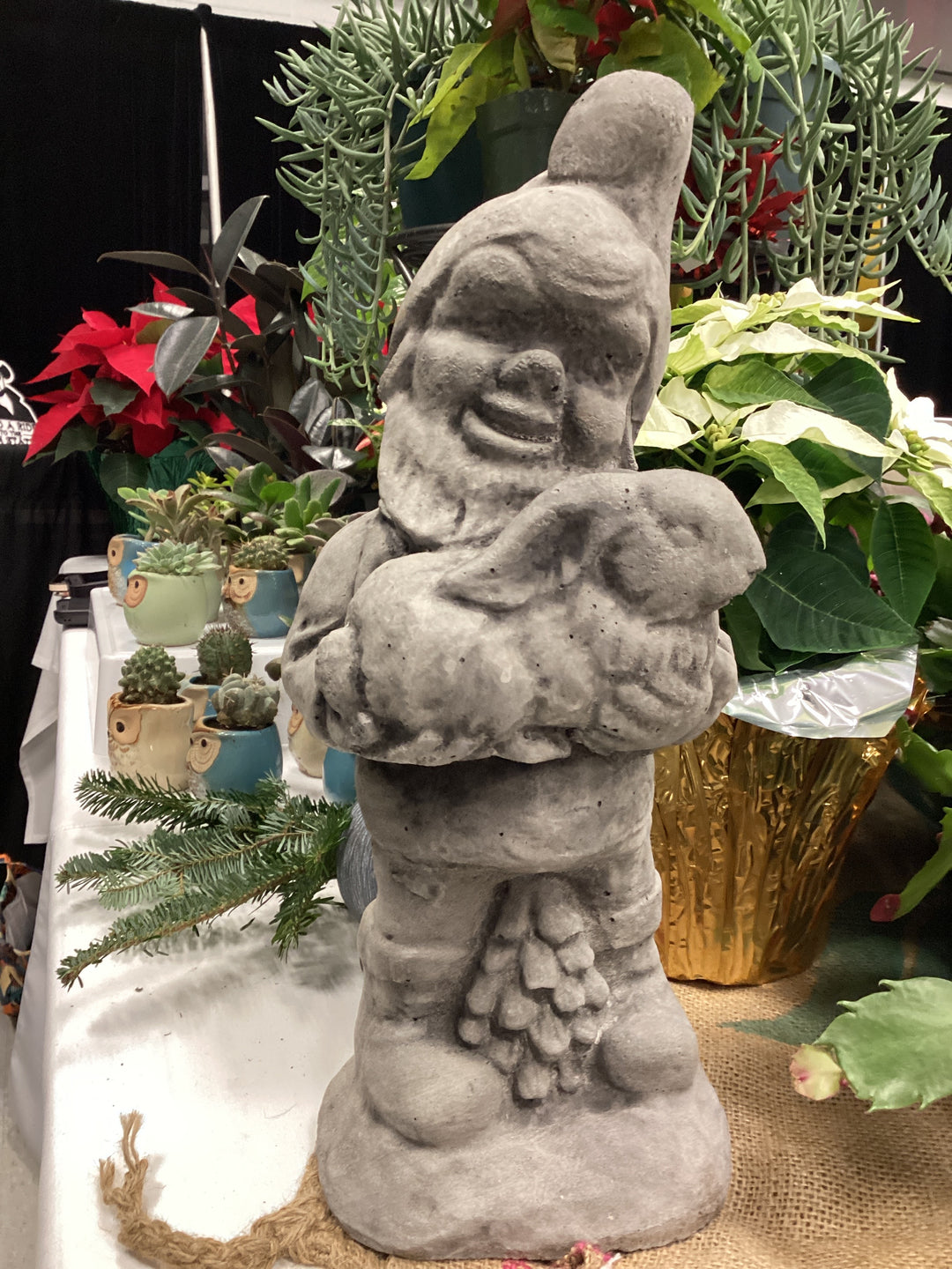 Elf with bunny sculpture