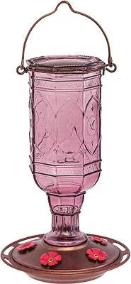Hummingbird Glass Feeder - Rose Gold or Amethyst